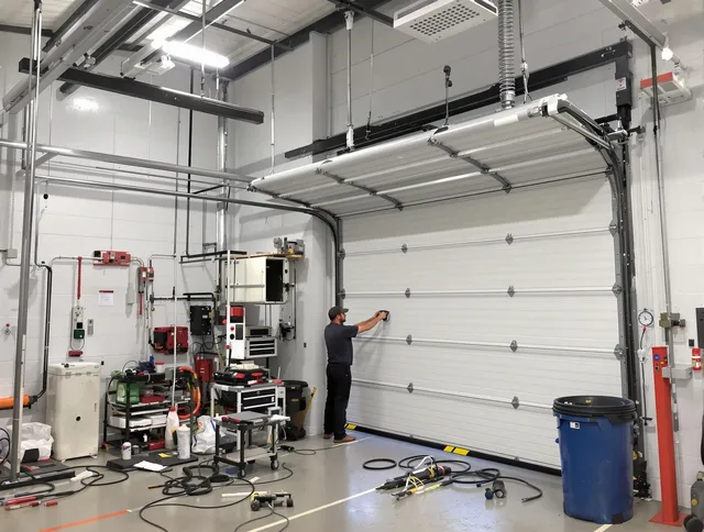 Miramar Garage Door Repair certified technician performing commercial door repair at a Miramar business facility