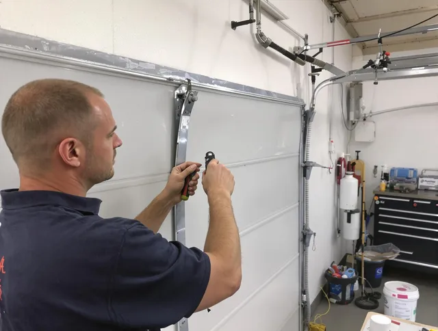 Before and after garage door dent repair by Miramar Garage Door Repair in Miramar