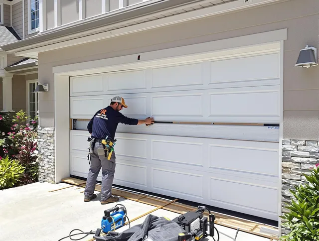 Miramar Garage Door Repair team performing complete garage door replacement at Miramar residence