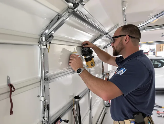 Miramar Garage Door Repair technician quieting a noisy garage door in Miramar