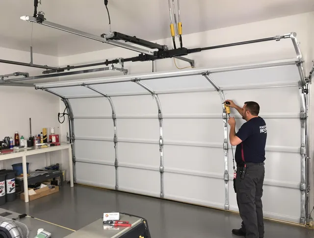 Miramar Garage Door Repair certified technician performing overhead door system repair in Miramar