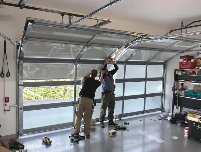 Miramar Garage Door Repair expert performing precise panel replacement on Miramar garage door